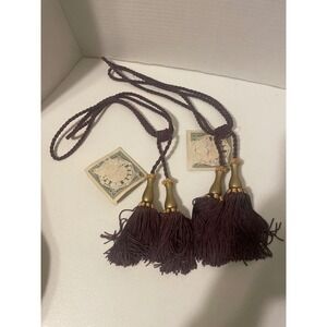 HALMART Eggplant Purple Gold Decorative Curtain Tieback Tassels  Set of 2 NWT